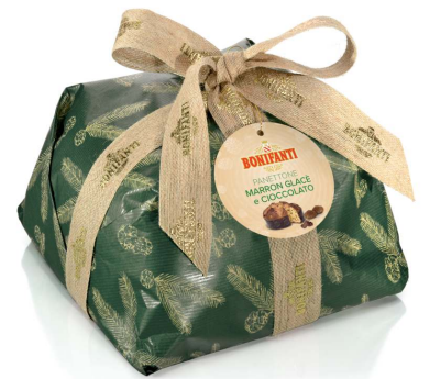 Immagine di PANETTONE MARRON GLACE' E CIOCCOLATO 750 gr in incarto colorato