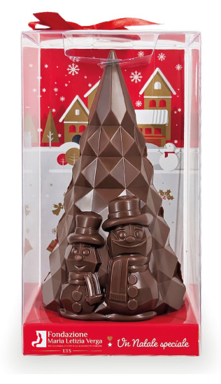 Immagine di ALBERO CON PUPAZZI DI NEVE CIOCCOLATO FONDENTE 250 gr.